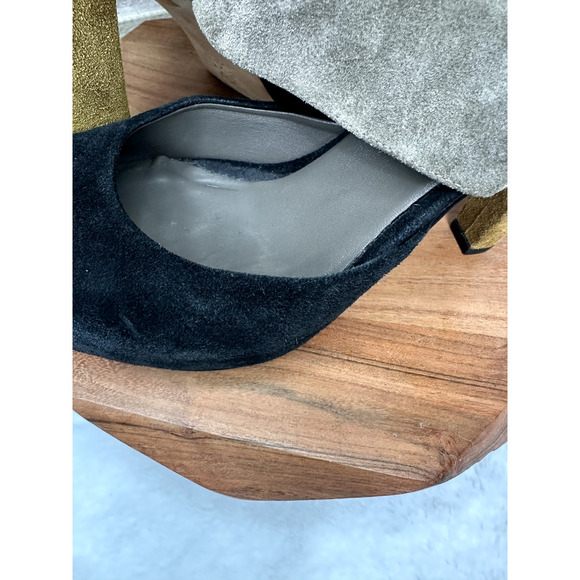 Loeffler Randall Black, Gray & Taupe Suede cut-out High Heel Size 9 B Women Shoe - Picture 6 of 8